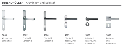 Innendrücker Aluminium und Edelstahl